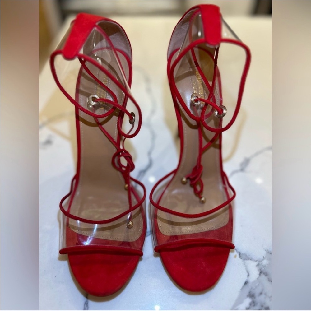Aquazzura Elegant Red Strappy Women's Heels size 40